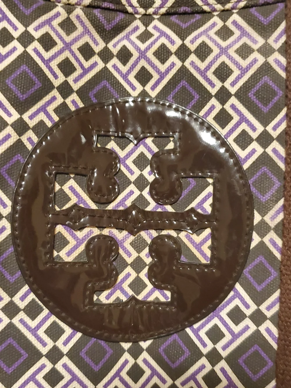 Tory Burch Vintage Purple And Brown Geometric Tote Bag